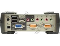 ATEN CS1732B 2-Port USB2.0 KVMP Switch w/OSD (клавиатураUSBилиPS/2+мышьUSBилиPS/2+VGA15pin+Audio+Mic)(+2 кабеля)