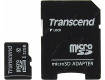 Transcend TS32GUSDHC10 microSDHC 32Gb Class10 + microSD-- SD Adapter
