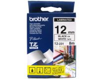 Brother TZ(e)-231 ламинированная лента для печати этикеток (ширина 12мм, 8м, чёрный на белом)