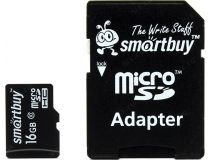 SmartBuy SB16GBSDCL10-01 microSDHC 16Gb Class10 + microSD-- SD Adapter