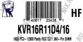Kingston ValueRAM KVR16R11D4/16 DDR3 RDIMM 16Gb PC3-12800 ECC Registered with Parity CL11