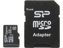 Silicon Power SP032GBSTHDU1V10-SP microSDHC Memory Card 32Gb UHS-I U1 + microSD-- SD Adapter