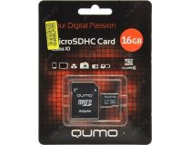 Qumo QM16(G)MICSDHC10 microSDHC 16Gb Class10 + microSD-- SD Adapter