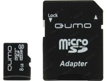Qumo QM8GMICSDHC10 microSDHC 8Gb Class10 + microSD-- SD Adapter