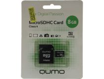 Qumo QM8GMICSDHC4 microSDHC 8Gb Class4 + microSD-- SD Adapter