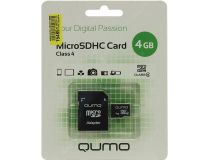 Qumo QM4GMICSDHC4 microSDHC 4Gb Class4 + microSD-- SD Adapter