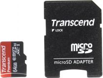 Transcend TS64GUSDU1 microSDXC 64Gb UHS-I Class10 + microSD-- SD Adapter