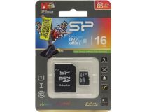 Silicon Power SP016GBSTHBU1V10-SP microSDHC Memory Card 16Gb UHS-I U1 + microSD-- SD Adapter
