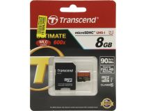 Transcend TS8GUSDHC10U1 microSDHC Memory Card 8Gb Class10 + microSD-- SD Adapter
