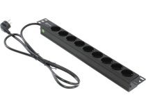 5bites PDU919A04 Блок силовых розеток 19 , чёрный 1U, 9 евророзеток, шнур 2м