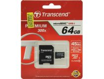 Transcend TS64GUSDXC10 microSDXC 64Gb Class 10 + microSD-- SD Adapter