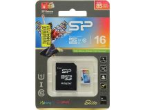 Silicon Power SP016GBSTHBU1V20SP microSDHC Memory Card 16Gb UHS-I U1 + microSD-- SD Adapter