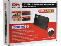 AgeStar 3UB2A14-Black (Внешний бокс для 2.5  SATA HDD, USB3.0)