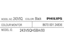 23.6 ЖК монитор PHILIPS 243V5QHSBA/00/01 (LCD, 1920x1080, D-Sub, DVI, HDMI)