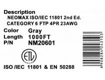 Кабель FTP 4 пары кат.6 катушка 305м  NeoMax NM20601