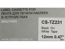 Cactus CS-TZ231 лента для печати этикеток (ширина 12мм, 8м, чёрный на белом)