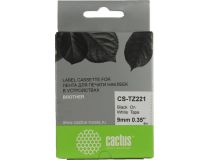 Cactus CS-TZ221 лента для печати этикеток (ширина 9мм, 8м, чёрный на белом)