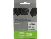 Cactus CS-TZ221 лента для печати этикеток (ширина 9мм, 8м, чёрный на белом)