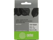 Cactus CS-TZ221 лента для печати этикеток (ширина 9мм, 8м, чёрный на белом)