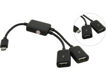 KS-is KS-320 Кабель-переходник 2xUSB 2.0 AF -- microUSB BM