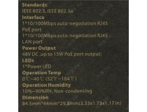 TENDA POE15F PoE injector (1UTP 100Mbps)