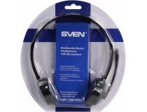 Наушники с микрофоном SVEN AP-151MV Black (с регулятором громкости, шнур 1.2м)