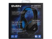 Наушники с микрофоном SVEN AP-G887MV Black-Blue (с регулятором громкости, шнур 2.2м)
