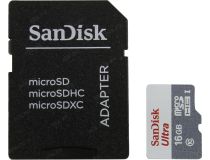 SanDisk Ultra SDSQUNS-016G-GN3MA microSDHC Memory Card 16Gb UHS-I U1 Class10 + microSD-- SD Adapter