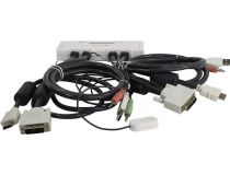 Multico EW-K13022DH 2-portDualMonitorUSB KVM Switch(клавUSB+мышьUSB+HDMI+DVI+Audio,проводнойПДУ,кабели несъемные)