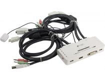Multico EW-K13022DH 2-portDualMonitorUSB KVM Switch(клавUSB+мышьUSB+HDMI+DVI+Audio,проводнойПДУ,кабели несъемные)