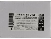 Блок питания Orient PB-0405 (Вх. AC100-240V, Вых. DC12V, 5000mA) в металлическом корпусе, 1 выход