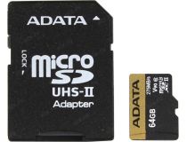 ADATA Premier ONE AUSDX64GUII3CL10-CA1 microSDXC Memory Card 64Gb V90 UHS-II U3+ microSD-- SD Adapter