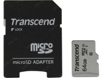 Transcend TS64GUSD300S-A microSDXC Memory Card 64Gb UHS-I U1 + microSD-- SD Adapter
