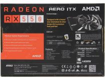 4Gb PCI-E GDDR5 MSI RX 550 AERO ITX 4G OC (RTL) DVI+HDMI+DP RADEON RX 550 