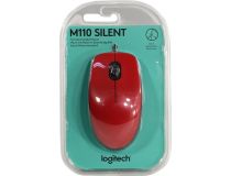 Logitech M110 SILENT Red 910-005489  (RTL) USB 3btn+Roll