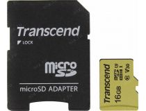 Transcend TS16GUSD500S microSDHC Memory Card 16Gb UHS-I U3 V30 + microSD-- SD Adapter