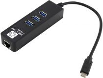 5bites UA3C-45-10BK адаптер USB-C -- UTP 1000Mbps + 3-port USB3.0 Hub