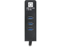 5bites UA3C-45-10BK адаптер USB-C -- UTP 1000Mbps + 3-port USB3.0 Hub