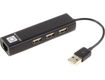 5bites UA2-45-06BK адаптер USB2.0 -- UTP 100Mbps + 3-port USB2.0 Hub