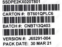 SSD 2 Tb U.2 Intel DC P4510 Series  SSDPE2KX020T801  2.5 3D TLC