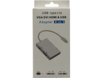Кабель-адаптер USB-C - HDMI(F)+VGA(15F)+DVI(F)+USB3.0