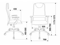 Бюрократ KB-8/DG/TW-12 Кресло (спинка серая сетка, сиденье серая ткань)