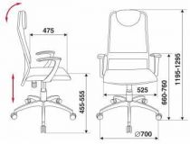 Бюрократ KB-8/DG/TW-12 Кресло (спинка серая сетка, сиденье серая ткань)