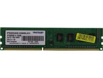 Patriot PSD34G1600L81 DDR3 DIMM 4Gb  PC3-12800  CL11