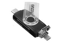 Ginzzu GR-325B USB/USB-C/microUSB2.0 SDXC/microSDXC Card Reader/Writer