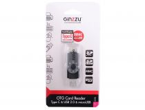 Ginzzu GR-325B USB/USB-C/microUSB2.0 SDXC/microSDXC Card Reader/Writer