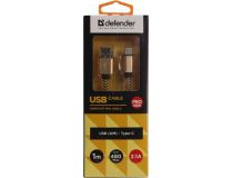 Defender 87812 Кабель USB2.0 AM-- USB-C M 1м, Gold