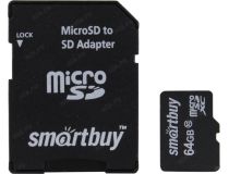 SmartBuy SB64GBSDCL10-01LE microSDXC 64Gb Class10 + microSD-- SD Adapter