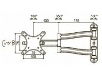 Kromax TECHNO-1 Grey Titan Универсальное поворотное крепление(VESA75/100, 15кг)