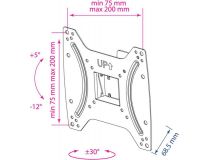 Kromax OPTIMA-202 Black  наклонно-поворотный кронштейн (VESA75-200, 25кг)